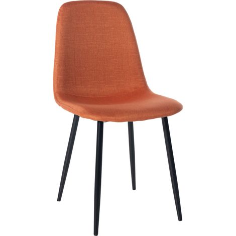 Chaise de salle à manger x1 design simple avec pieds en métal noir assise en tissu orange 100002072 (1/5)