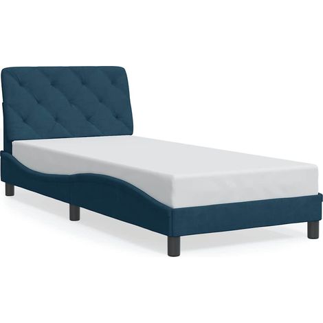 Maison Exclusive - Lit avec matelas bleu 90x190 cm velours (1/5)