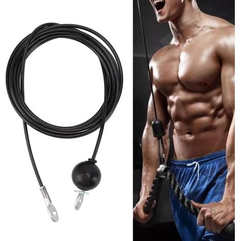 Câble de poulie Fitness, câble de Remplacement pour Salle de Sport à Domicile, câble en Acier Robuste, Accessoire de Remplacement pour équipement de Gym à Domicile, Noir (1/5)