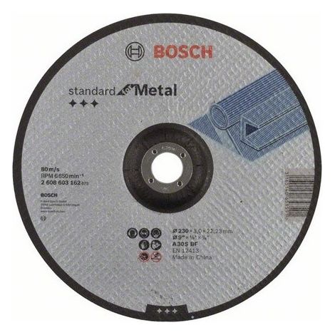 Bosch – Disque à tronçonner pour métal – 230 mm – Moyeu déporté – Alésage 22,23 mm – Oxyde d’aluminium – 1 unité