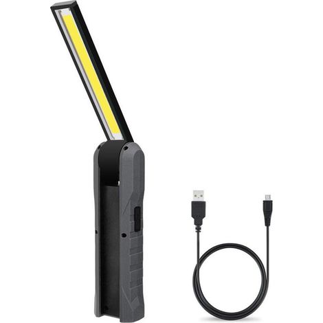 Baladeuse Led Rechargeable, Lampe de Travail 5 Modes Lampe Mecanicien Torche Pliable Lampe avec Base Magnétique Lampe d'Inspection pour Camping, Réparation Automobile, Gris (1/5)