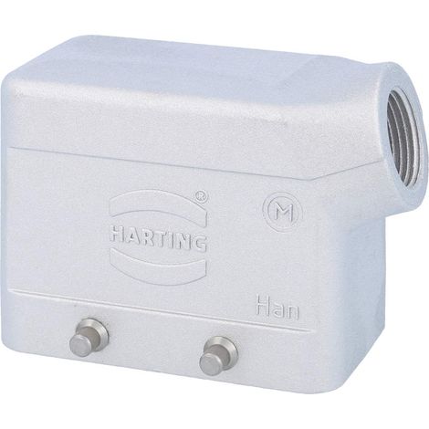 HARTING Han 10B EMV / High Temp Tüllengehäuse niedrig, 1xM20 seitlicher Kabelabgang, für 2 Bügel (am Unterteil) Verschraubung M20 Klemmbereich 7,0mm - 13,0mm - 1 Stück (1/3)
