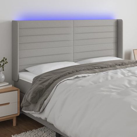 Tête de lit à LED - Design industriel - Pour Lit adulte - Gris clair 203x16x118/128 cm Tissu Chic-230720 (1/5)
