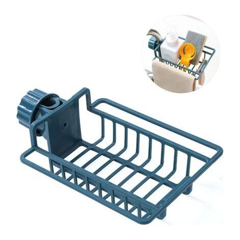 1 Pièce Support de Rangement Antidérapant de Robinet de Cuisine, Organisateur D'évier, Support de Vidange D'évier(Bleu) (1/5)