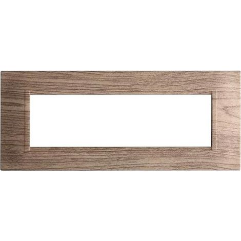 Kompatible Abdeckrahmen Bticino Livinglight 7 module quadratischer Kunststoff dunkles Holz Farbe
