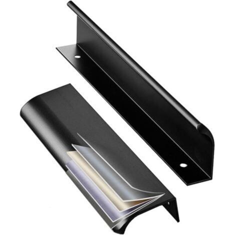 2 Pieces 128mm Concealed Kitchen Cabinet Handle Door Handles, Aluminum Alloy Profile Handle, Integrated Handles Kitchen Cabinet Handle, Black (1/5)