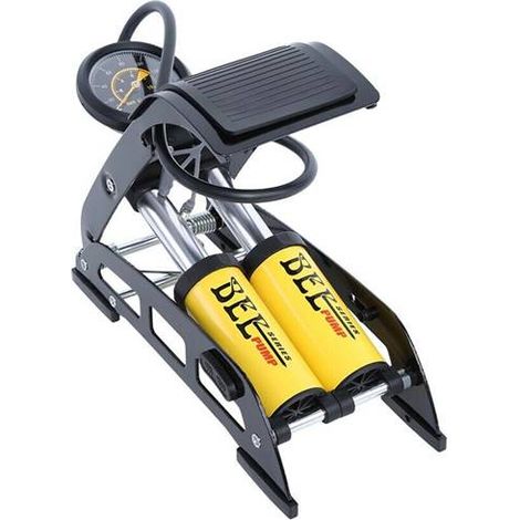 Gonfiatore Pompa A Pedale 2 Cilindri Manometro Gonfiaggio Ruote Auto Moto Bici (1/3)