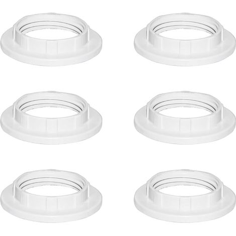 6 Pièces Blanc Plastique Anneau Réducteur Abat Jour E14 27MM, Accessoires pour Abat-Jour Bague Plaque Convertisseur d’Adaptateur, E14 Anneau (1/5)