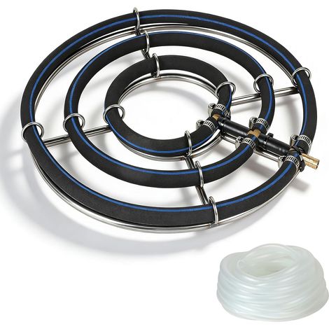 Pond Aerator, Vent Ring φ35 cm, 3 in 1 Con Rings 304 Stainless Steel, Bubbler for Pond with 5 m Hose φ9 mm (1/5)