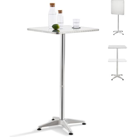Mesa de Bar y bistro Järpen altura ajustable 75-115 x 60 x 60 cm aluminio MDF plata [en.casa]
