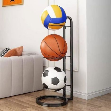 Support Ballon Foot, Rangement Ballon Vertical,Support Ballon Basket en Métal, Support de Basket-Ball,Porte Ballon Basket Amovible (1/4)