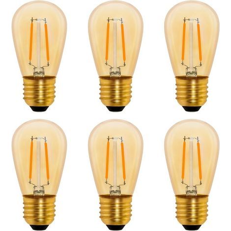 S14 Vintage E27 Glühlampe mit Glühfaden, 1 W, bernsteinfarben, Edison-Ersatz für 10-W-Glühlampen, nicht dimmbar, warmweiß (2200 K), 220 V Wechselstrom, 6er-Pack (1/5)