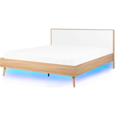 Bett mit LED SERRIS 160 x 200 cm Hellbraun