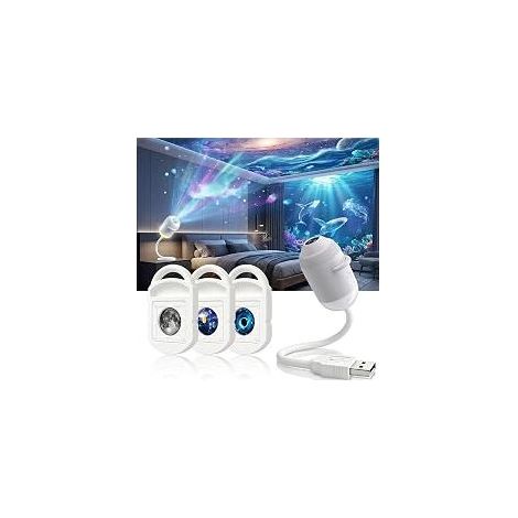 3-in-1 Galaxie-Projektor-Nachtlicht, USB-Sternenhimmelprojektor, 360° verstellbare Sternenprojektorlampe mit 3 Projektionsfolien, rotierende LED-Stimmungsleuchte für Schlafzimmer, Flur, Deckendekorati (1/5)