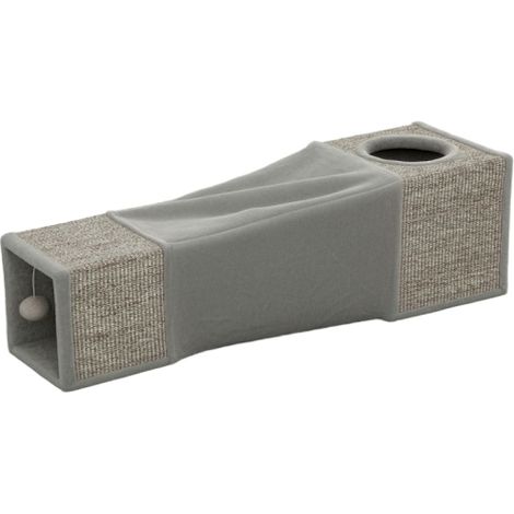 Tunnel per gatti, giocattolo per gatti con pallina, cuccia per gatti, tunnel gioco pieghevole in sisal, design modulare, marrone + grigio, 98 x 30 x 30 cm, spedizione in loco. (1/5)