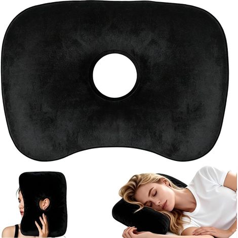 Cuscinetto per piercing all'orecchio con foro centrale, 44 x 32 cm, nero (1/5)