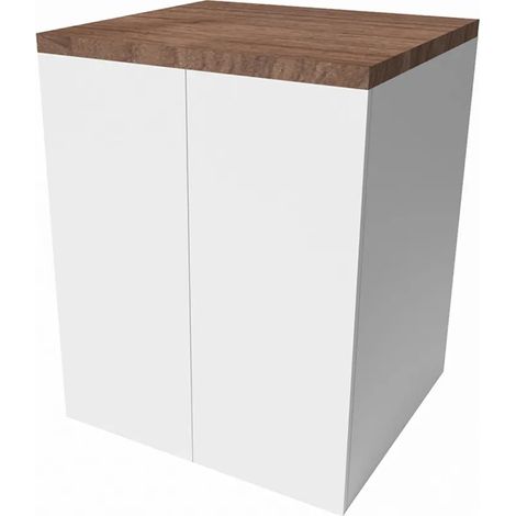 Mobile multiuso con due ante 71x65x91 cm effetto legno e bianco Wanda (1/4)