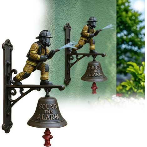 Bardusch-Sonnette porte pompiers kaki 25 cm, crochet suspension durable, décoration entrée unique (1/4)