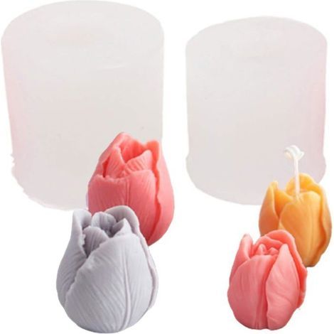 Set di 2 stampi in silicone 3D a forma di tulipano per la creazione di candele, lavori in resina e decorazioni. (1/5)