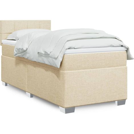 Boxspringbett mit Matratze Creme 90x200 cm Stoff