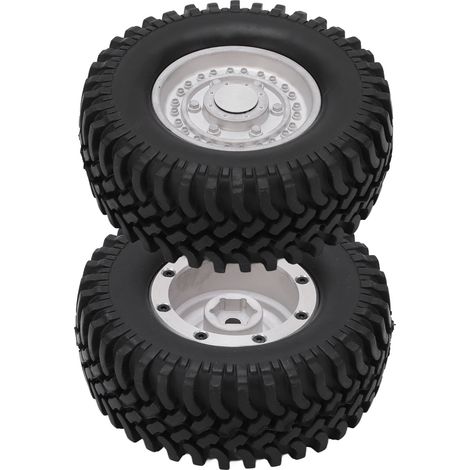 1,9-Zoll-Metall-Beadlock-Felgen mit 100-mm-All-Terrain-Gummireifen für Traxxas SCX10 1/10 RC-Crawler, silber (1/5)