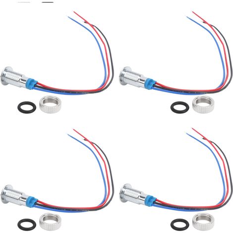 vorverdrahtete runde LED-Sets, 2 Farben, wasserdicht, Metall, gemeinsame Kathode, 8 mm, 36 V (Rot und Blau)