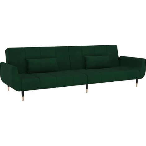 Maison Exclusive - Schlafsofa 2-Sitzer mit 2 Kissen Dunkelgrün Sa (1/5)