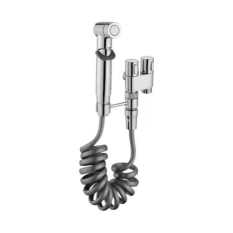 Handheld bidet sprayer for toilet, bidet attachment with dual control valve (1 inlet and 2 outlets) for feminine hygiene, pets, and clothing, black (1/5)