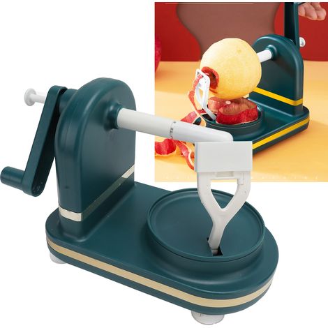 Éplucheur à pommes manuel, éplucheur automatique domestique, grattoir à fruits multifonctionnel, éplucheur, vert élégant. (1/5)