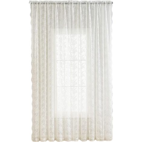 2 Voilages, Rideaux, Dentelle, Motif floral, Passe-tringle, 150x180 cm, Chambre, Salon, Cuisine (1/5)
