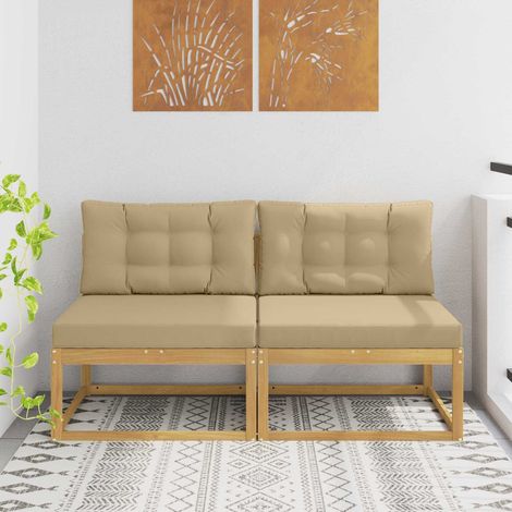 vidaXL 2 Piece Outdoor Middle Sofa Polyester White