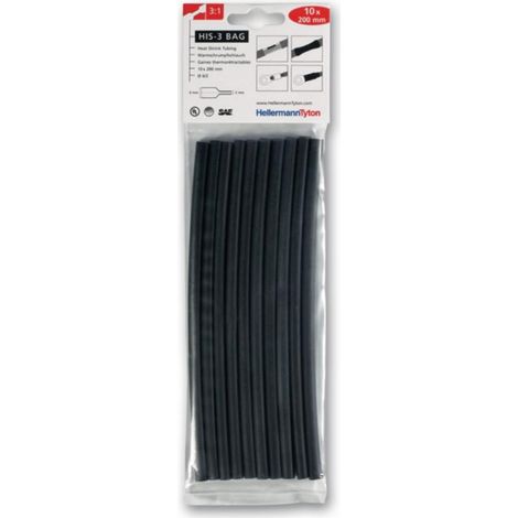 HellermannTyton HIS-3-BAG-6/2-BK funda termorretráctil negra 200 mm
