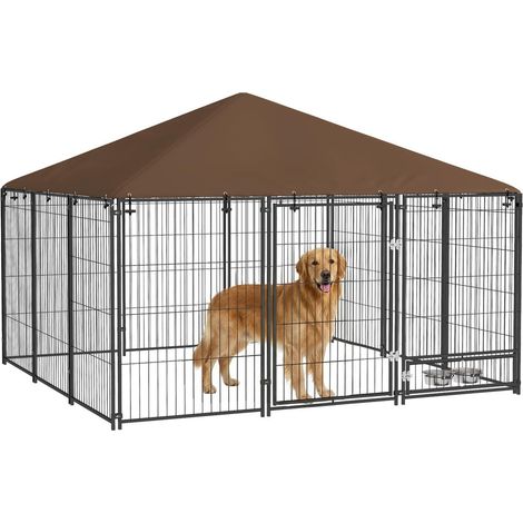 Pour chiens et animaux chenil extérieur jardin bâche Oxford imperméable acier inoxydable 211x211x151 cm (1/5)