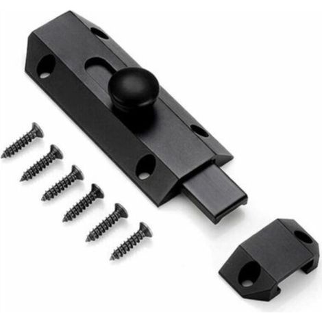 1 Loquet de verrouillage de sécurité avec targette en laiton épais pur, loquet de portail ultra résistant, noir (1/5)