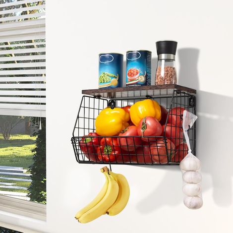 Corbeille a Fruit, Corbeilles a Fruits pour les Cuisines, Panier Peut Comme Rangement Legumes Cuisine, Support a Mural et Paniers de Rangement Empilables pour Légumes, Collations (1/5)