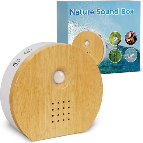 Boîte de Bruits Naturels - Bruits d'Oiseaux avec Détecteur de Mouvement - Rechargeable avec Support Mural - Minuterie - Boîte Sonore avec 9 Chants d'Oiseaux, Murmure de Ruisseau, Bruit de Mer (1/5)