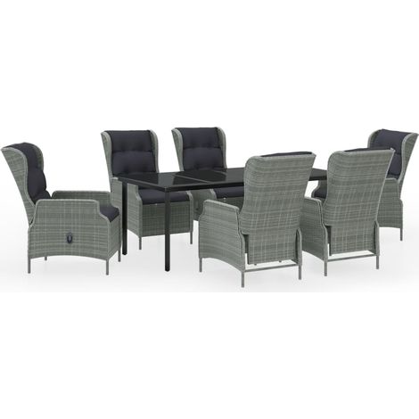 Maison Exclusive - 7-tlg. Garten-Essgruppe Hellgrau