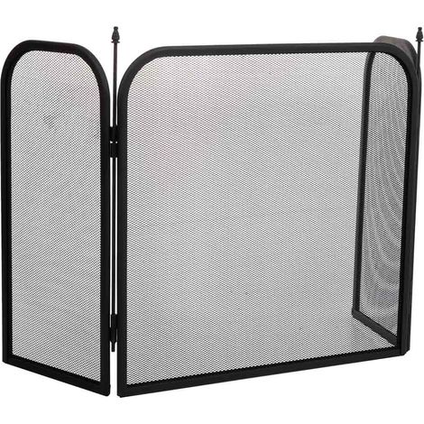 Pantalla de protección para chimenea de metal negro 97x02x53h cm