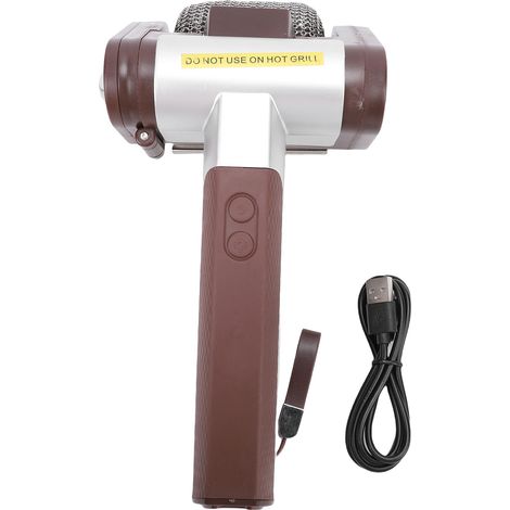 Brosse de gril rotative sans fil, outil de barbecue Rechargeable avec rouleau en acier inoxydable de 350 tr/min, nettoyeur électrique à lumière LED marron (1/5)