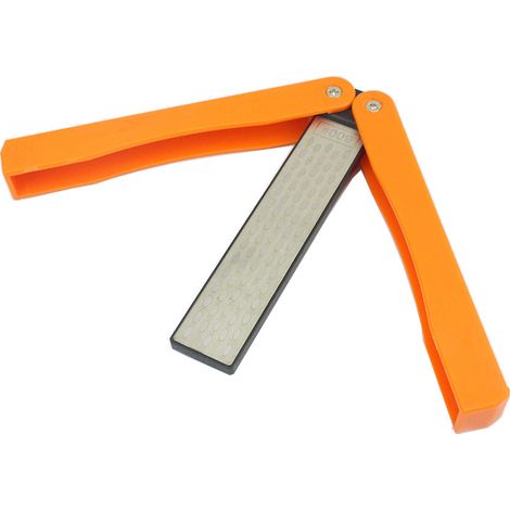 Pierre à aiguiser diamant double face grain 400 Aiguiseur de couteaux pliant Orange