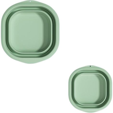 Lot de deux bassines pliables pour le linge, en PP+TPE, portables et pliables, idéales pour les voyages, le lavage du linge et les bains de pieds (vert). (1/5)