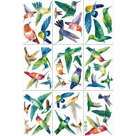 8 Autocollants fenêtre colibri, double face, adhésif statique, protection oiseaux, pour maison et serre