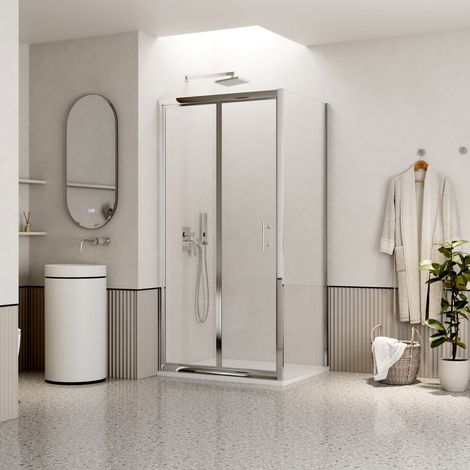 Porta Doccia 100 cm Soffietto Vetro Trasparente e Profilo Cromo - Escape
