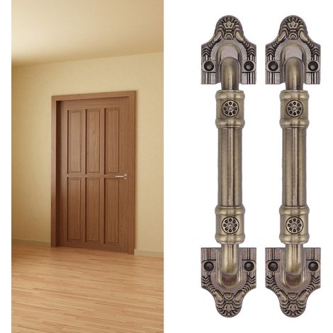 Tirador de bronce vintage para puertas de granero, ideal para armarios y estanterías. Juego de 2 piezas con 8 tornillos. Fácil instalación. Material: aleación de aluminio. (1/5)