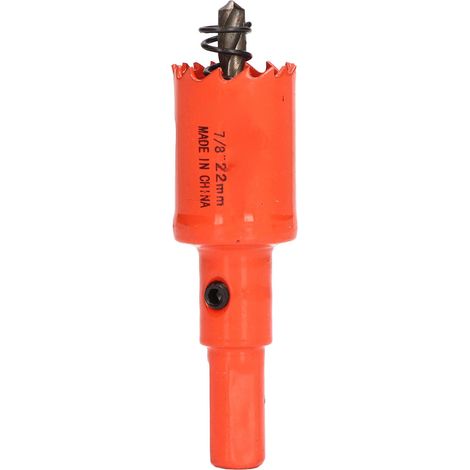 Foret scie cloche bimétallique en acier rapide avec mandrin pour bois et 7/8 po (22 mm)