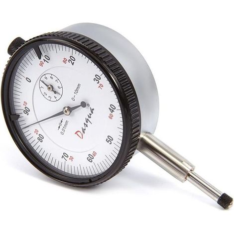 Comparateur à cadran Dasqua Professional, course de 0,01 mm, diamètre de 10 mm