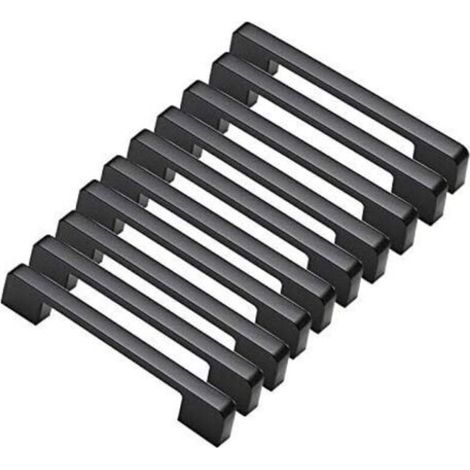 Lot de 10 poignées de porte de placard de cuisine en alliage d'aluminium noir, en forme de T, entraxe de 160 mm