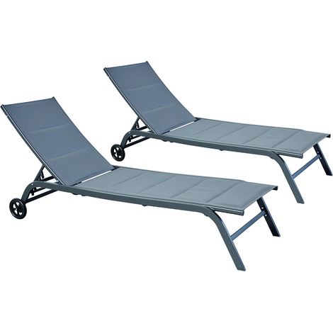 Set di 2 sdraio in alluminio grigio scuro LISBOA