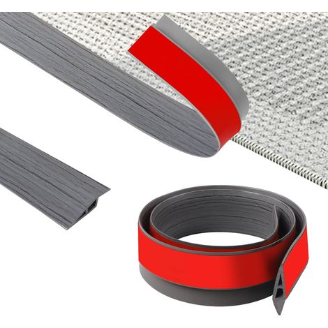 100cm PVC Barre De Seuil,Flexible Seuil De Porte Adhesif AntidéRapant, Moquette Transition de Seuil Pour RevêTement De Sol,Portes, Carrelage,Bois Largeur:5cm-Grain De Bois Gris Foncé-A5010 (1/5)