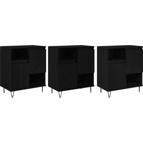 3 pcs Buffet,Bahut,Meuble de Rangements Chêne noir 180 x 35 x 70 cm Bois d'ingénierie CFW39138 (1/5)